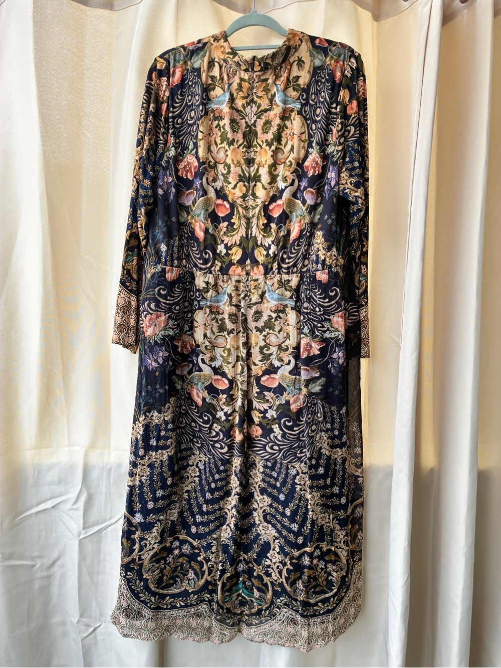Soft Surroundings Kalista Maxi Dress 1X Multicolor Icon Scarf Long Sleeve - Picture 6 of 10